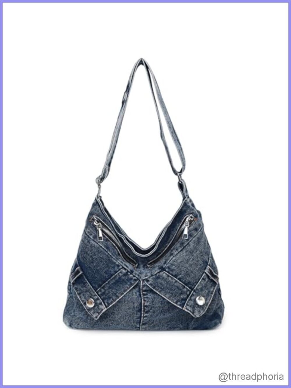 Denim Hobo Bag Crossbody Shoulder Bag Large Capacity Adjustable Strap